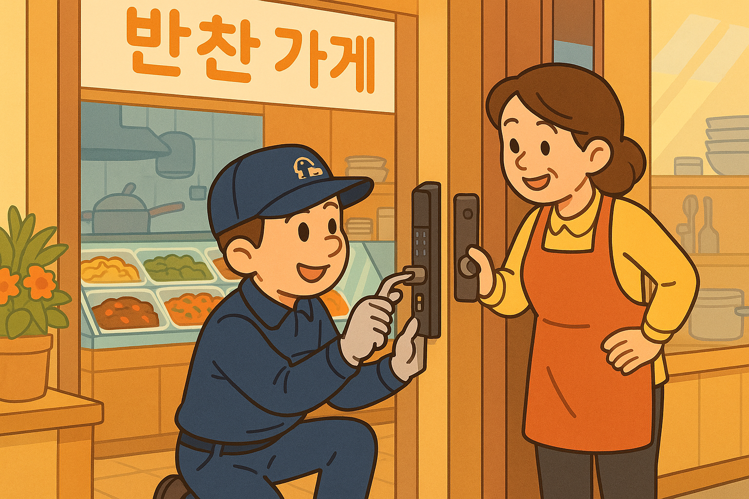중랑구 면목동 반찬가게 도어락 고장 수리 캐릭터 이미지